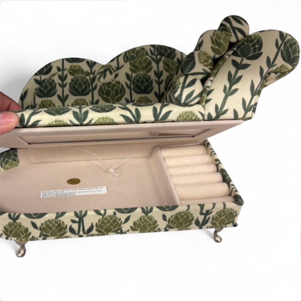 Jewelry Box Green Floral Patterned Chaise Lounge - Picture 4 of 12